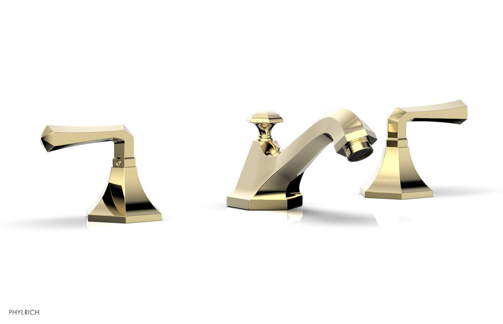 3-7/8" - Polished Brass Uncoated - LE VERRE & LA CROSSE Widespread Faucet - Lever Handles by Phylrich - New York Hardware