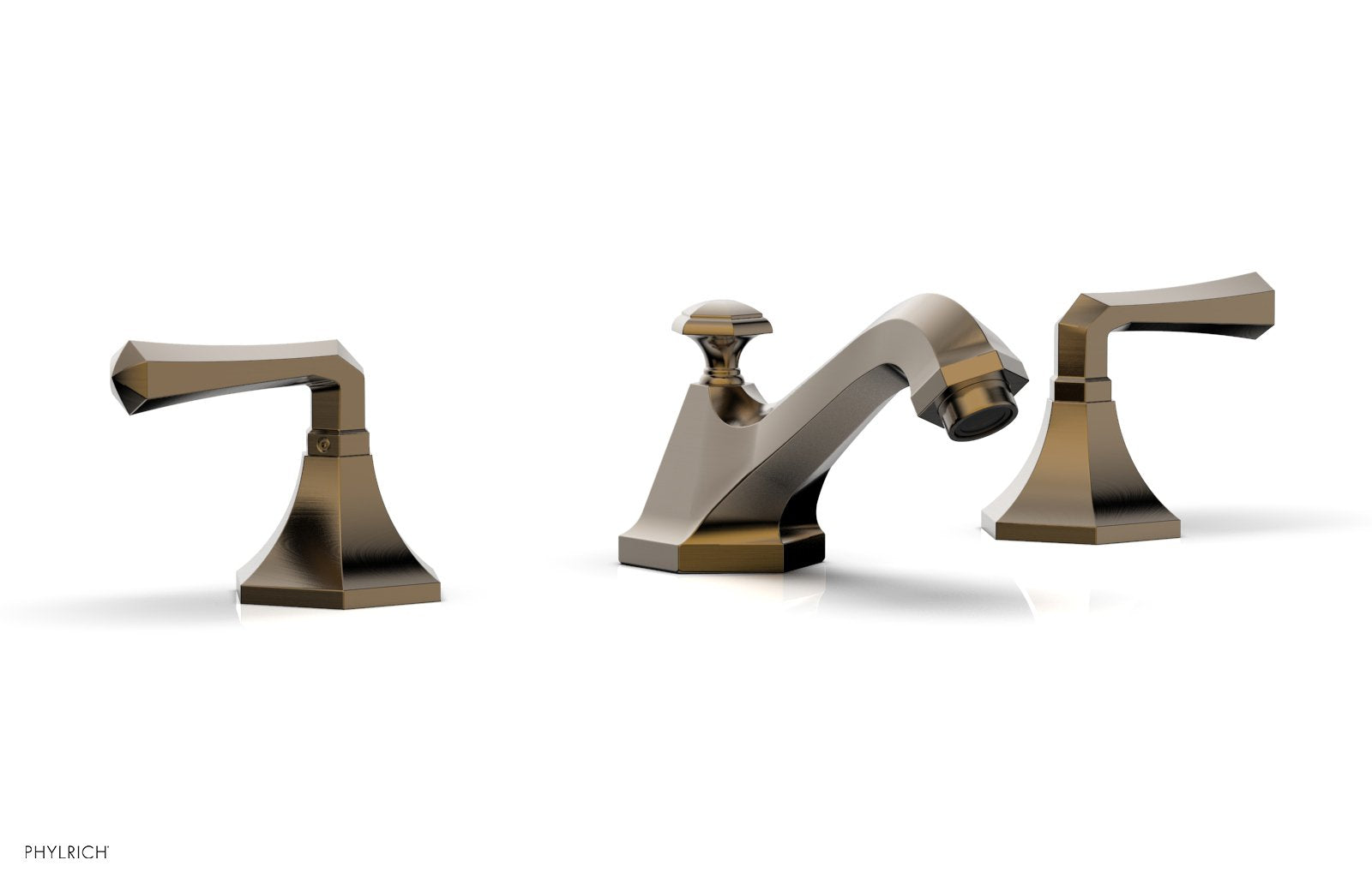 3-7/8" - Antique Brass - LE VERRE & LA CROSSE Widespread Faucet - Lever Handles by Phylrich - New York Hardware