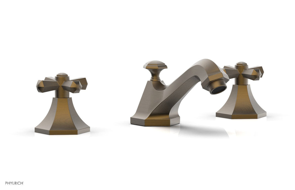 3-7/8" - Antique Brass - LE VERRE & LA CROSSE Widespread Faucet - Cross Handles by Phylrich - New York Hardware