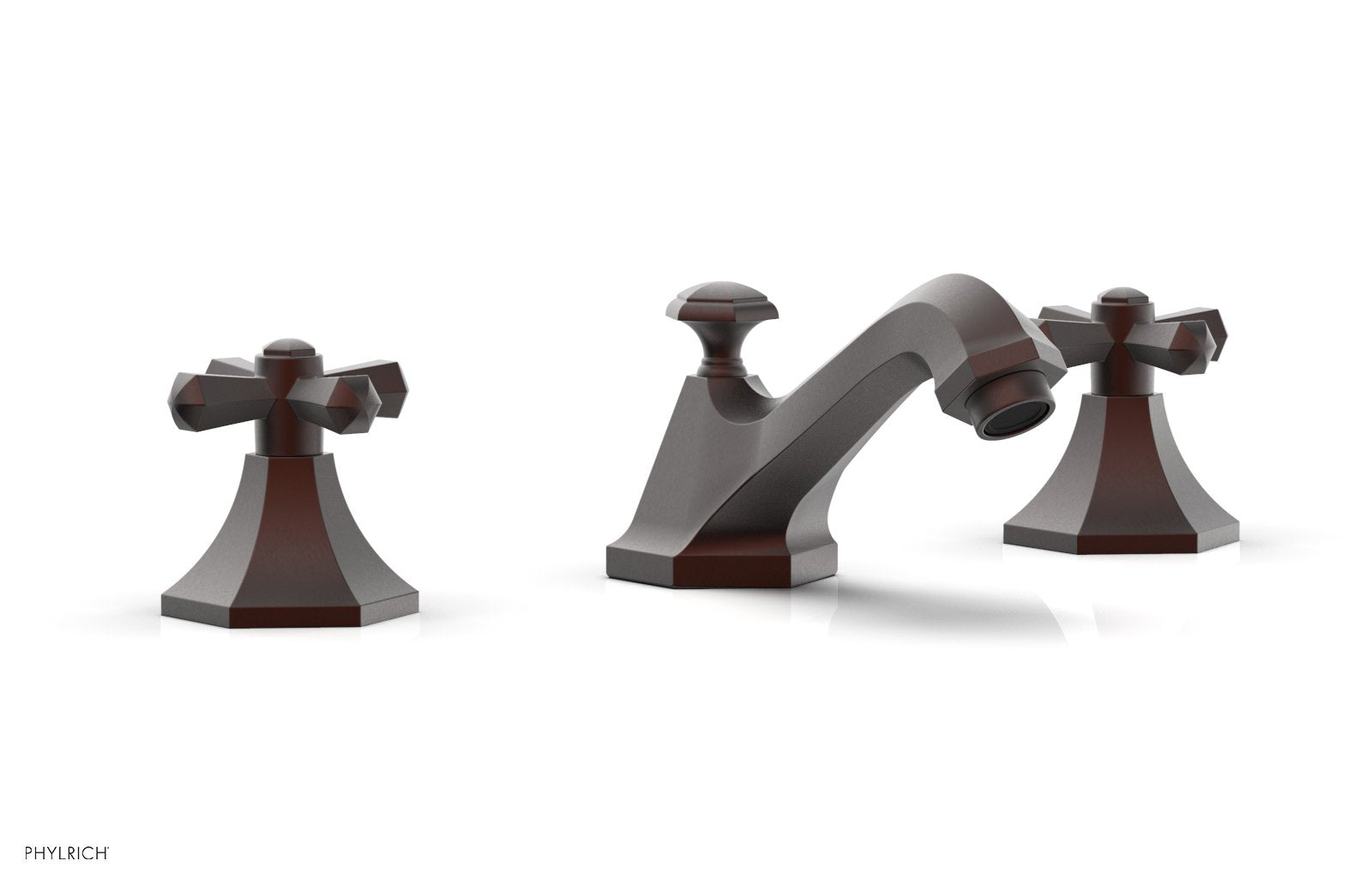 3-7/8" - Weathered Copper - LE VERRE & LA CROSSE Widespread Faucet - Cross Handles by Phylrich - New York Hardware