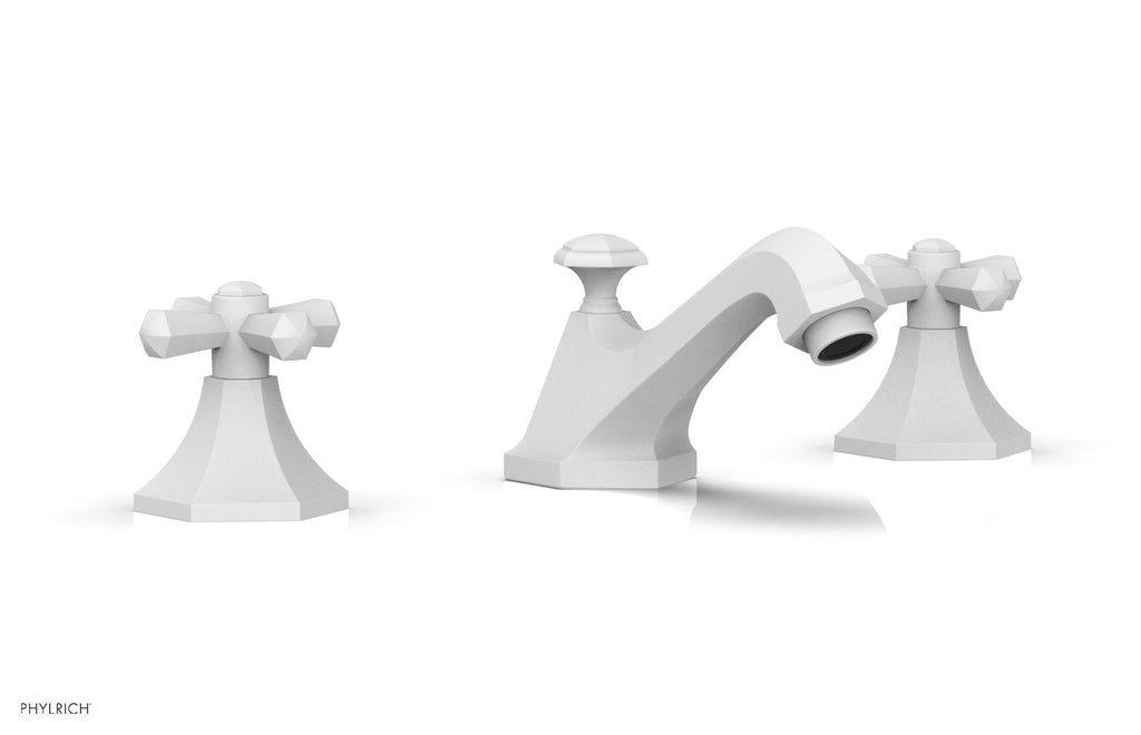 3-7/8" - Satin White - LE VERRE & LA CROSSE Widespread Faucet - Cross Handles by Phylrich - New York Hardware
