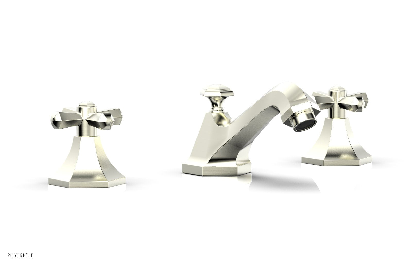 3-7/8" - Polished Brass - LE VERRE & LA CROSSE Widespread Faucet - Cross Handles by Phylrich - New York Hardware