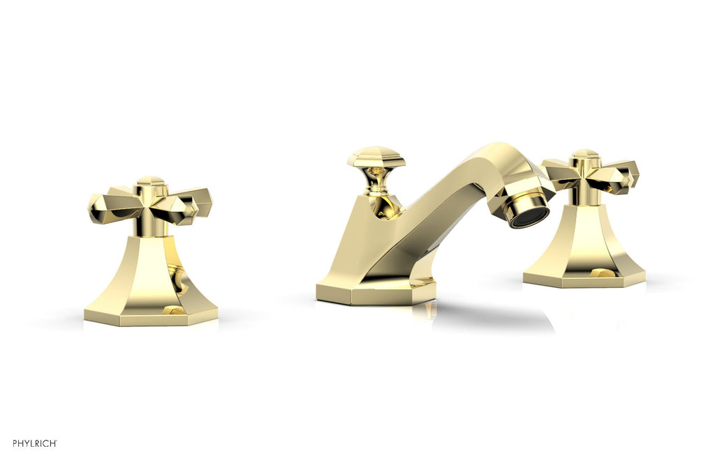 3-7/8" - French Brass - LE VERRE & LA CROSSE Widespread Faucet - Cross Handles by Phylrich - New York Hardware