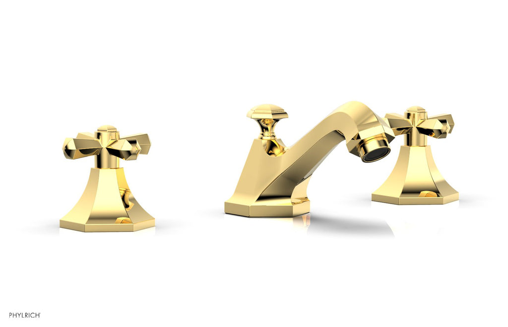 3-7/8" - Satin Gold - LE VERRE & LA CROSSE Widespread Faucet - Cross Handles by Phylrich - New York Hardware