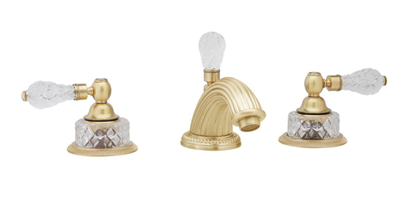 3-5/8" - Matte Black - REGENT CUT CRYSTAL Widespread Faucet K181 by Phylrich - New York Hardware