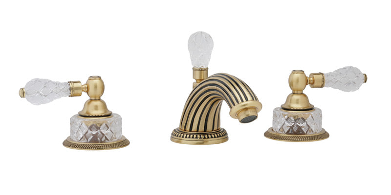 3-5/8" - Satin Brass - REGENT CUT CRYSTAL Widespread Faucet K181 by Phylrich - New York Hardware
