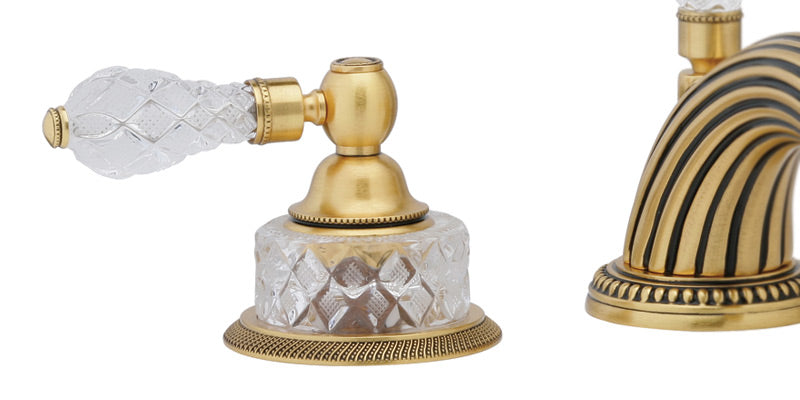 3-5/8" - Satin Nickel - REGENT CUT CRYSTAL Widespread Faucet K181 by Phylrich - New York Hardware