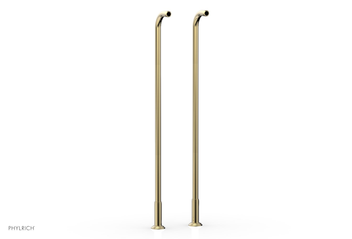 36" - Polished Brass Uncoated - Pair Deck Riser Tubes K2390XFR36 (Tub Filler & Hand Shower NOT Included) by Phylrich - New York Hardware