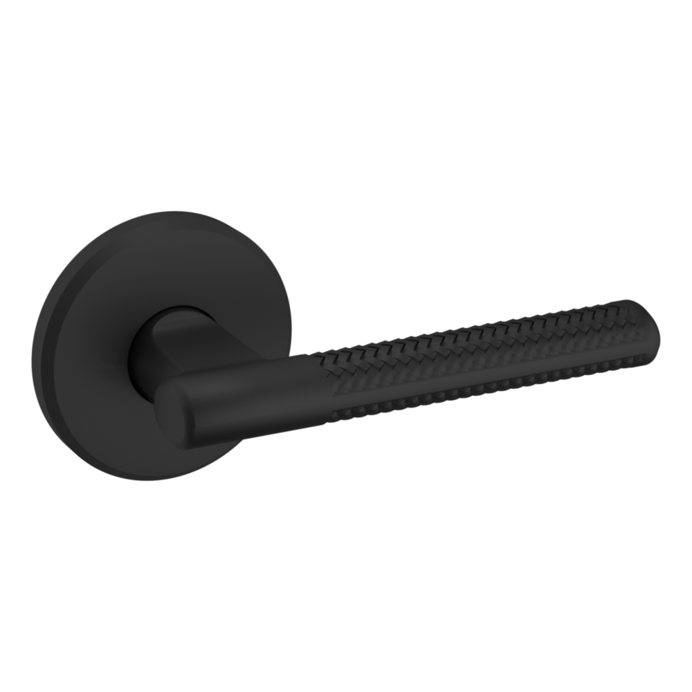 Baldwin L015 Contemporary Straight Lever Set with R016 Rose Satin Black / Passage / Reversible