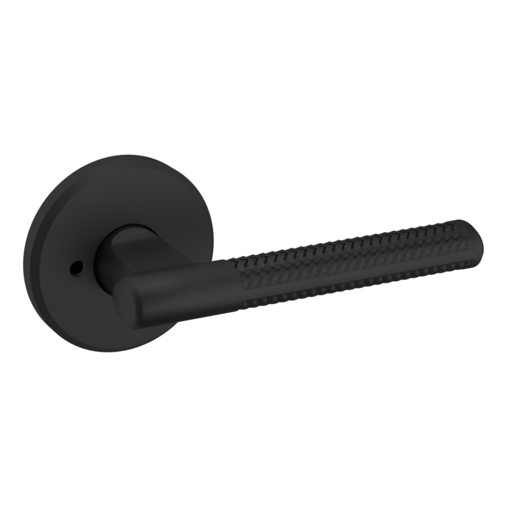 Baldwin L015 Contemporary Straight Lever Set with R016 Rose Satin Black / Privacy / Reversible