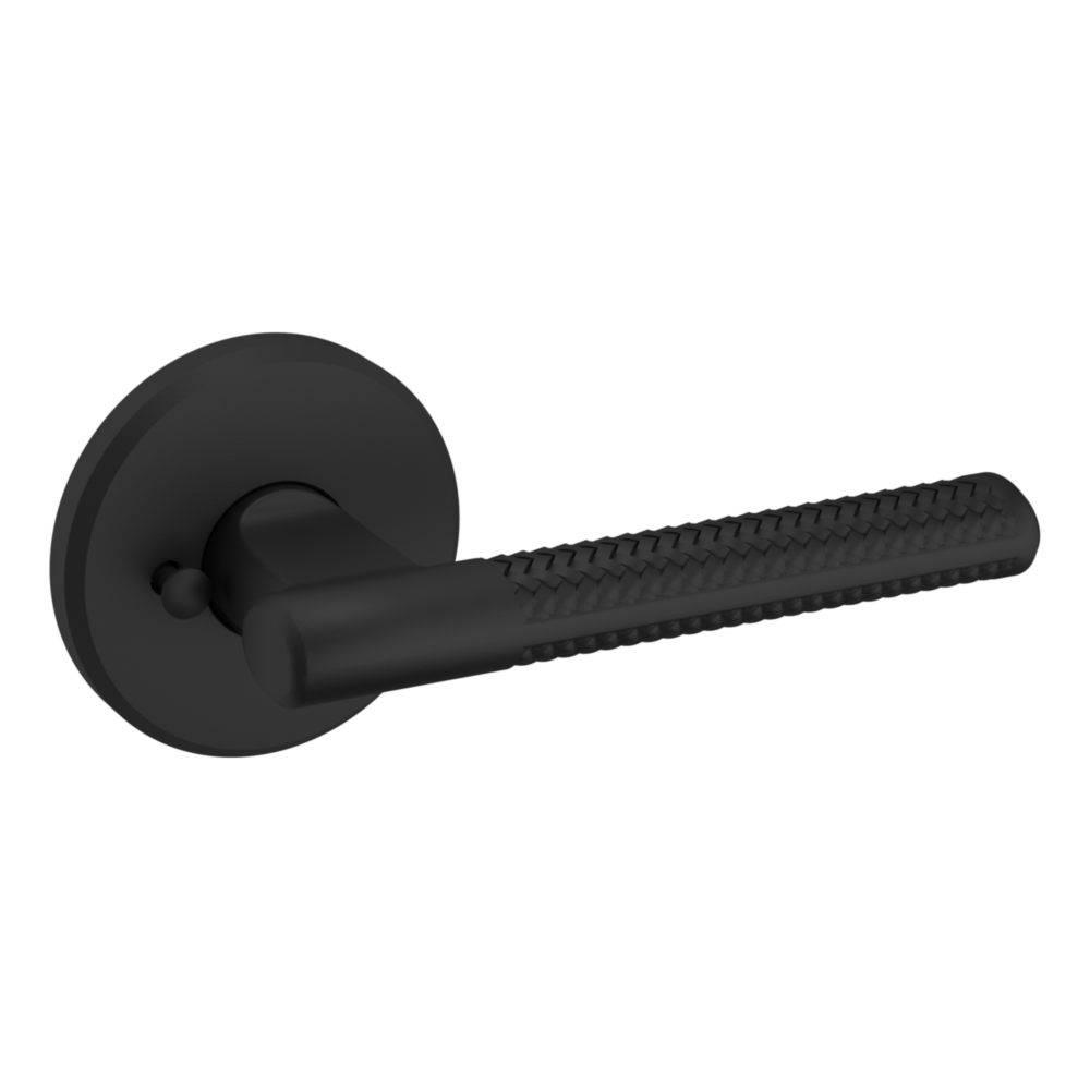 Baldwin L015 Contemporary Straight Lever Set with R016 Rose Satin Black / Privacy / Reversible