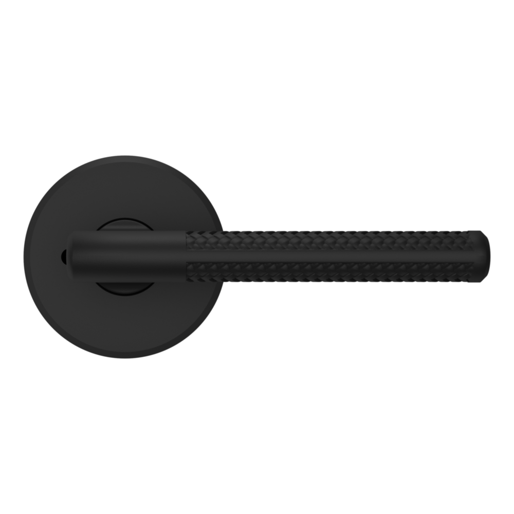 Baldwin L015 Contemporary Straight Lever Set with R016 Rose Satin Black / Privacy / Reversible
