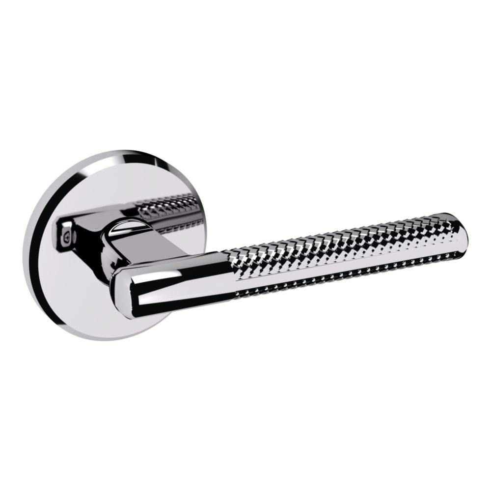 Baldwin L015 Contemporary Straight Lever Set with R016 Rose Polished Chrome / Full Dummy / Reversible