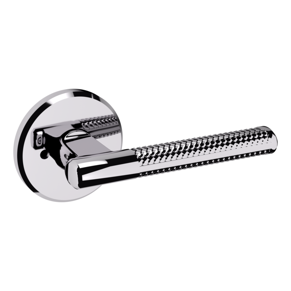 Baldwin L015 Contemporary Straight Lever Set with R016 Rose Polished Chrome / Privacy / Reversible
