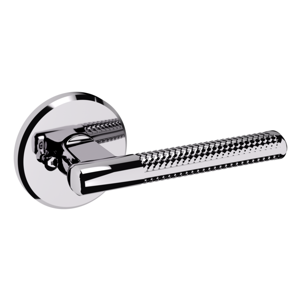 Baldwin L015 Contemporary Straight Lever Set with R016 Rose Polished Chrome / Privacy / Reversible