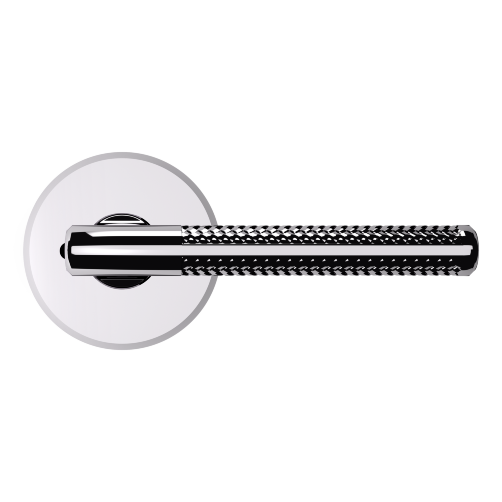 Baldwin L015 Contemporary Straight Lever Set with R016 Rose Polished Chrome / Privacy / Reversible