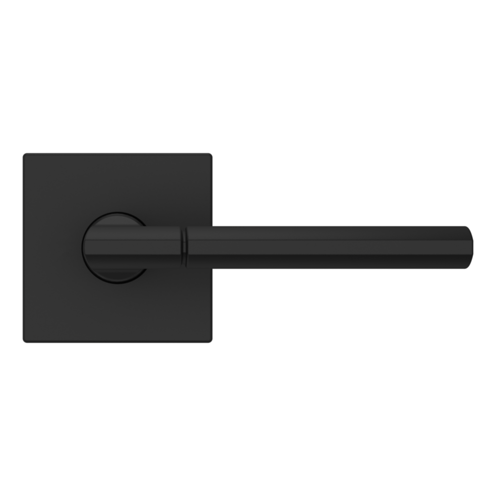 Baldwin L021 Contemporary Straight Lever Set with R017 Rose Satin Black / Full Dummy / Reversible