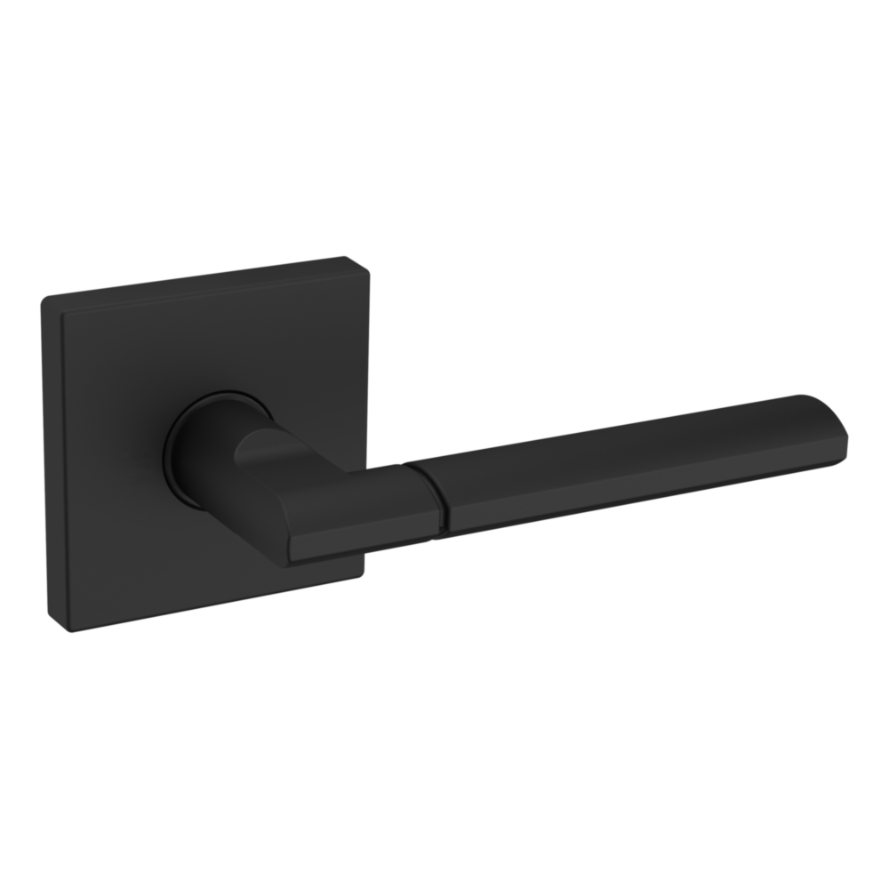 Baldwin L021 Contemporary Straight Lever Set with R017 Rose Satin Black / Passage / Reversible