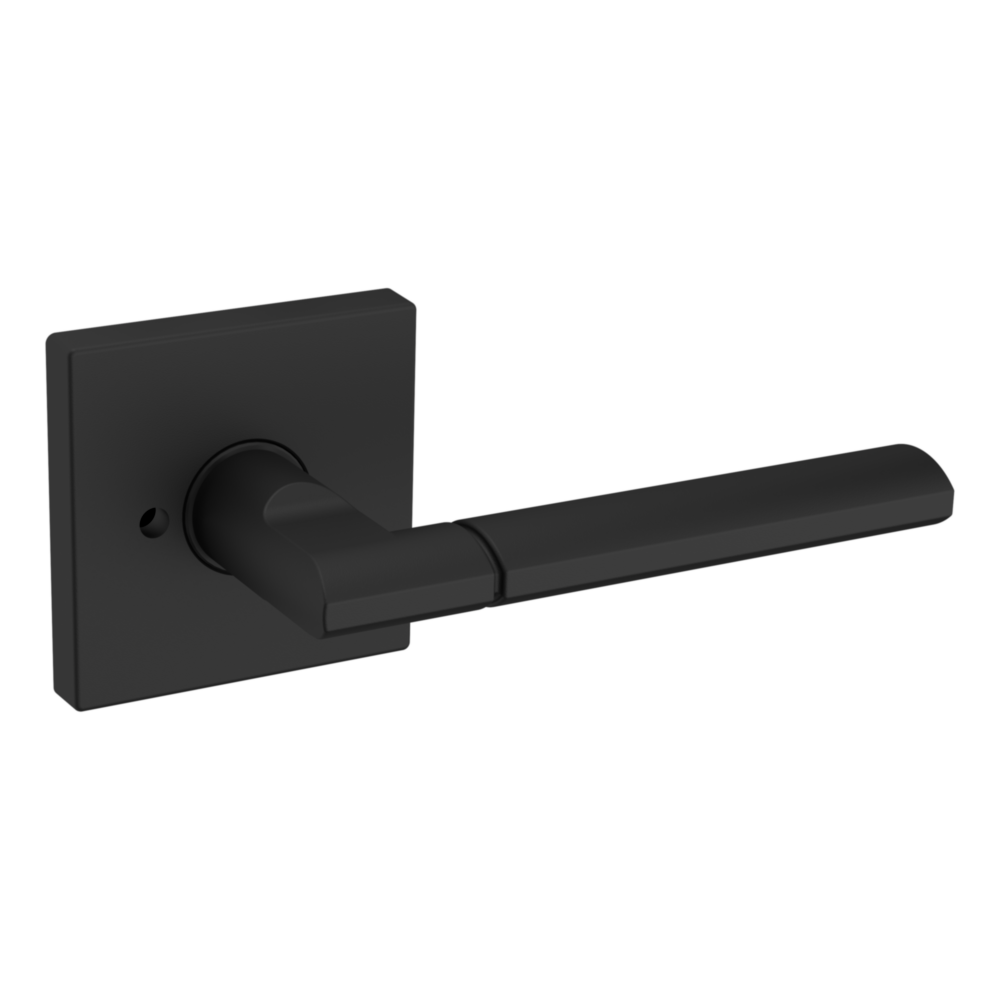 Baldwin L021 Contemporary Straight Lever Set with R017 Rose Satin Black / Privacy / Reversible