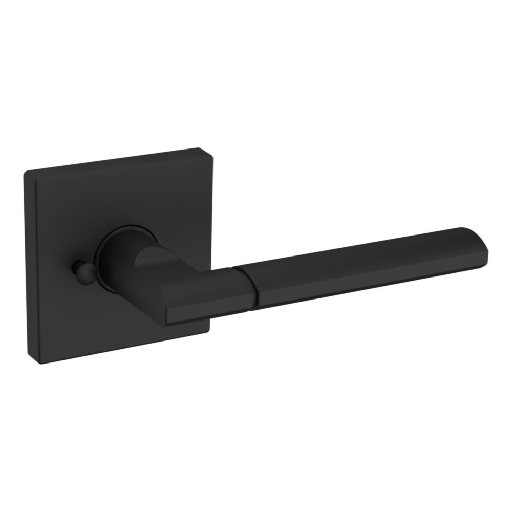Baldwin L021 Contemporary Straight Lever Set with R017 Rose Satin Black / Privacy / Reversible