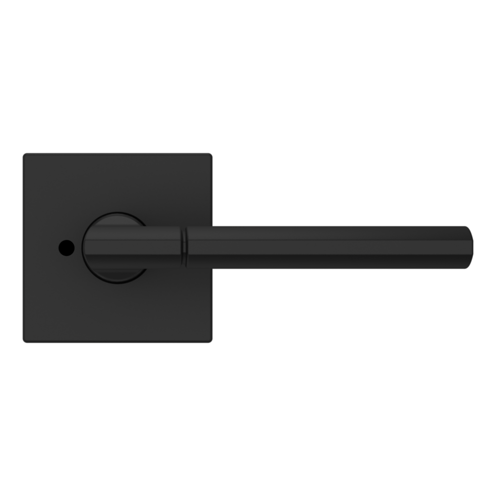 Baldwin L021 Contemporary Straight Lever Set with R017 Rose Satin Black / Privacy / Reversible