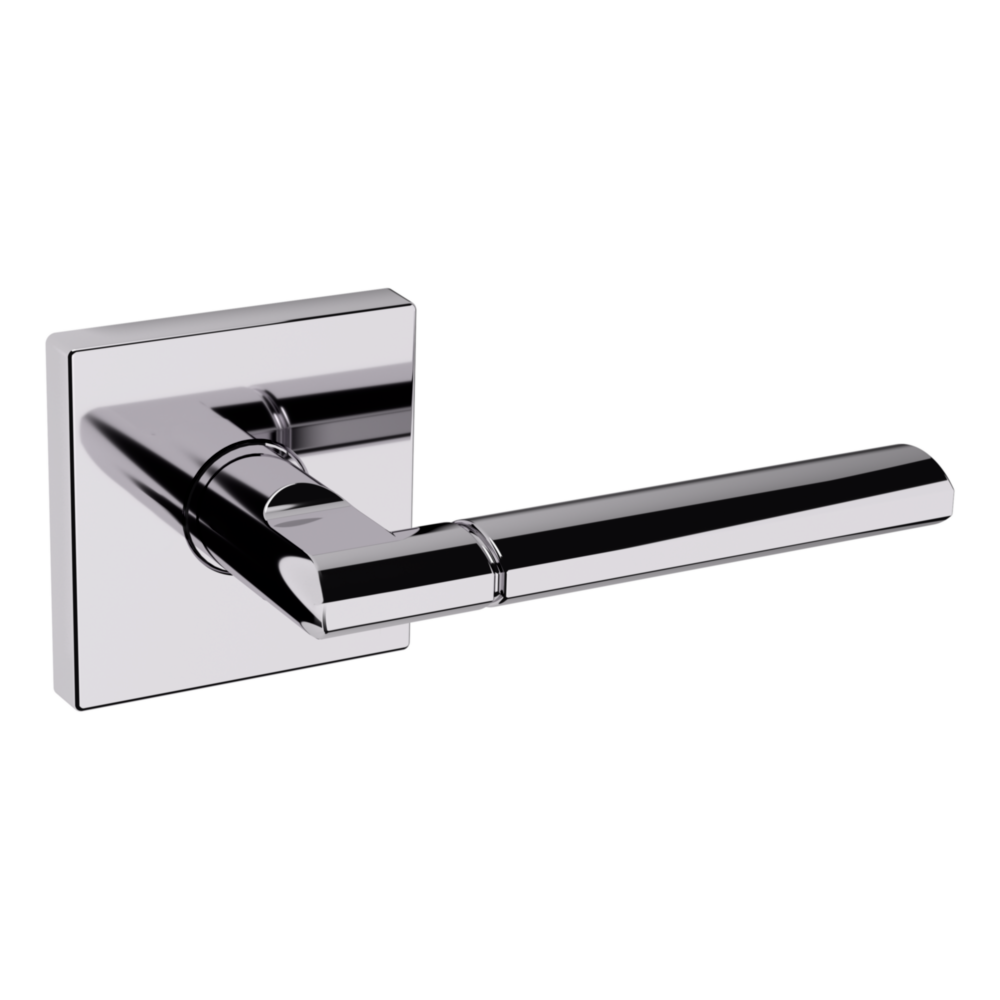 Baldwin L021 Contemporary Straight Lever Set with R017 Rose Polished Chrome / Passage / Reversible