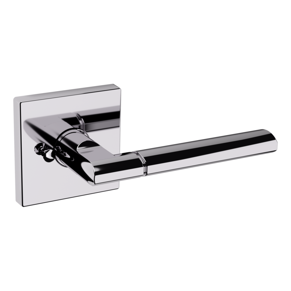 Baldwin L021 Contemporary Straight Lever Set with R017 Rose Polished Chrome / Privacy / Reversible