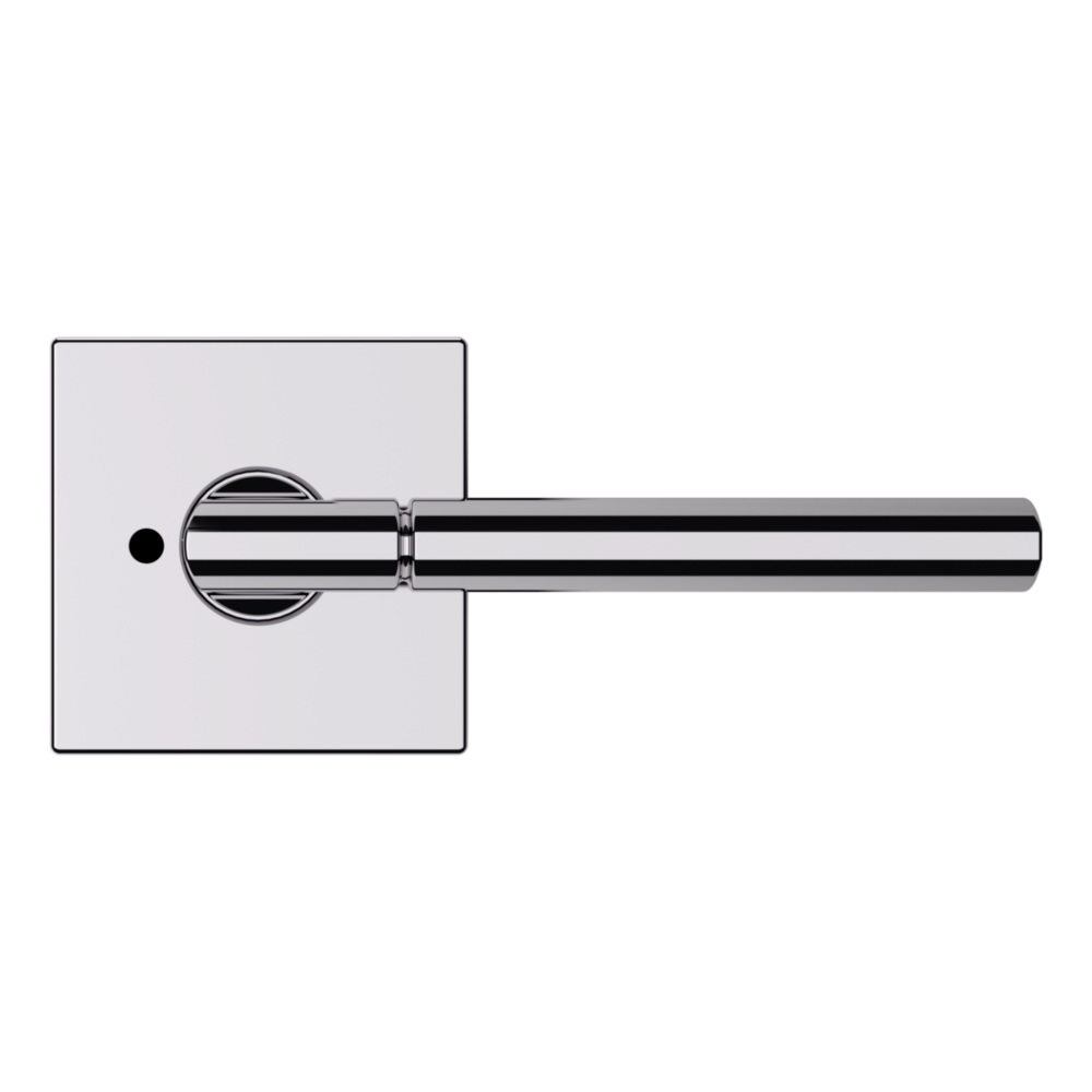 Baldwin L021 Contemporary Straight Lever Set with R017 Rose Polished Chrome / Privacy / Reversible