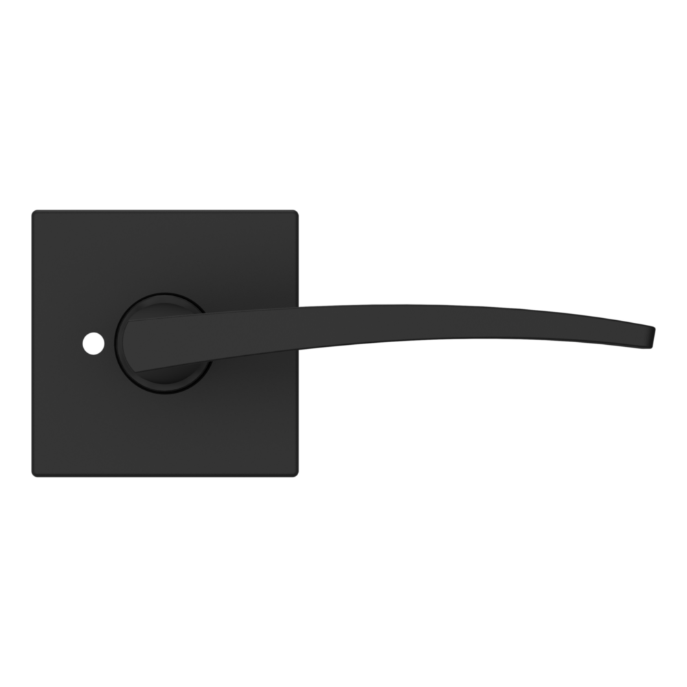 Baldwin L022 Contemporary Straight Lever Set with R017 Rose Satin Black / Passage / Reversible
