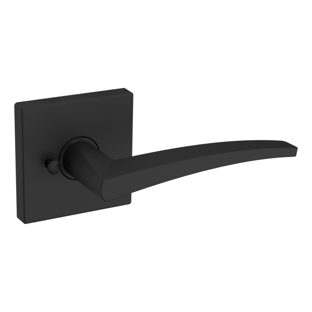 Baldwin L022 Contemporary Straight Lever Set with R017 Rose Satin Black / Privacy / Reversible
