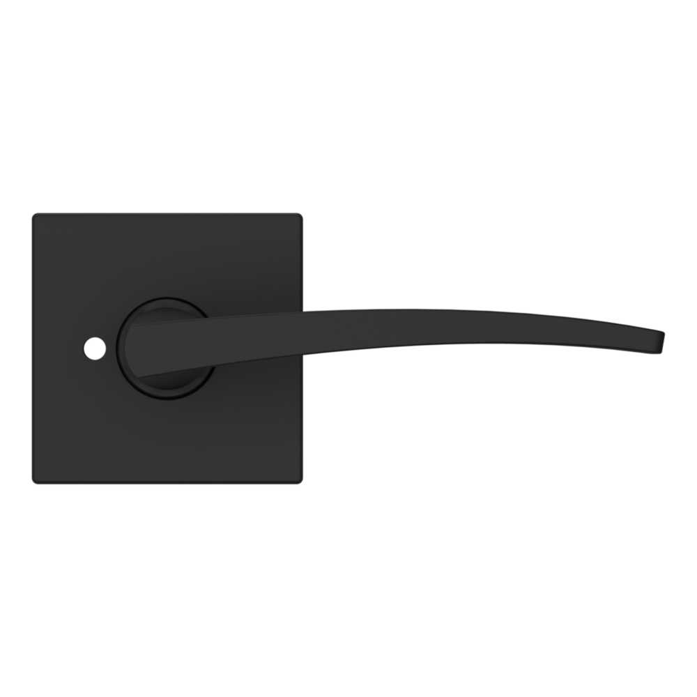 Baldwin L022 Contemporary Straight Lever Set with R017 Rose Satin Black / Privacy / Reversible