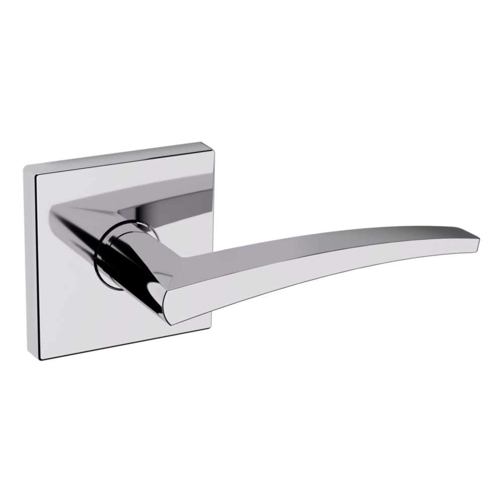 Baldwin L022 Contemporary Straight Lever Set with R017 Rose Polished Chrome / Full Dummy / Reversible
