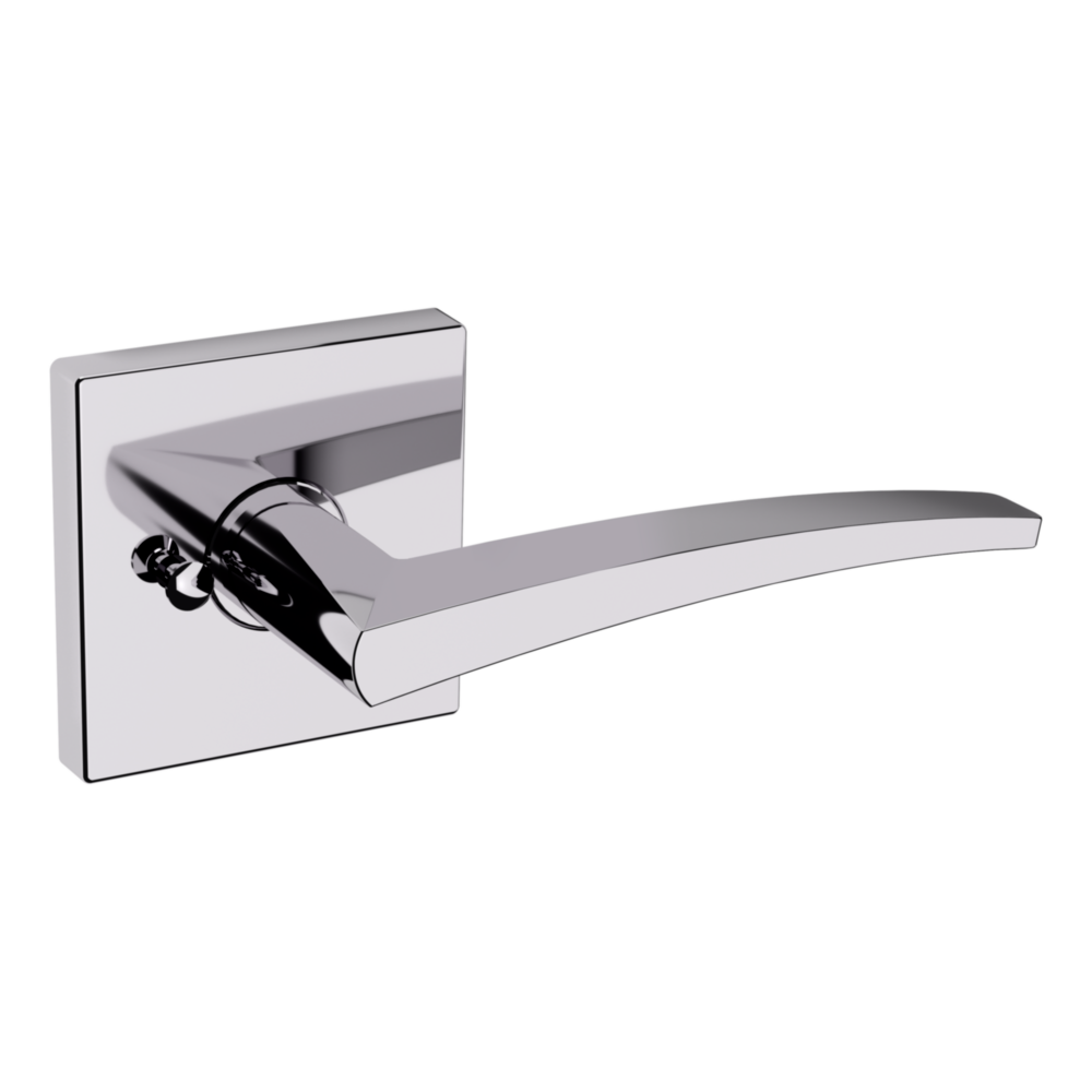 Baldwin L022 Contemporary Straight Lever Set with R017 Rose Polished Chrome / Privacy / Reversible