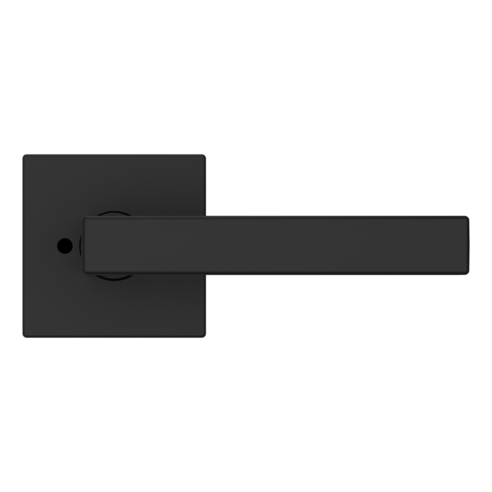 Baldwin L023 Contemporary Straight Lever Set with R017 Rose Satin Black / Privacy / Reversible