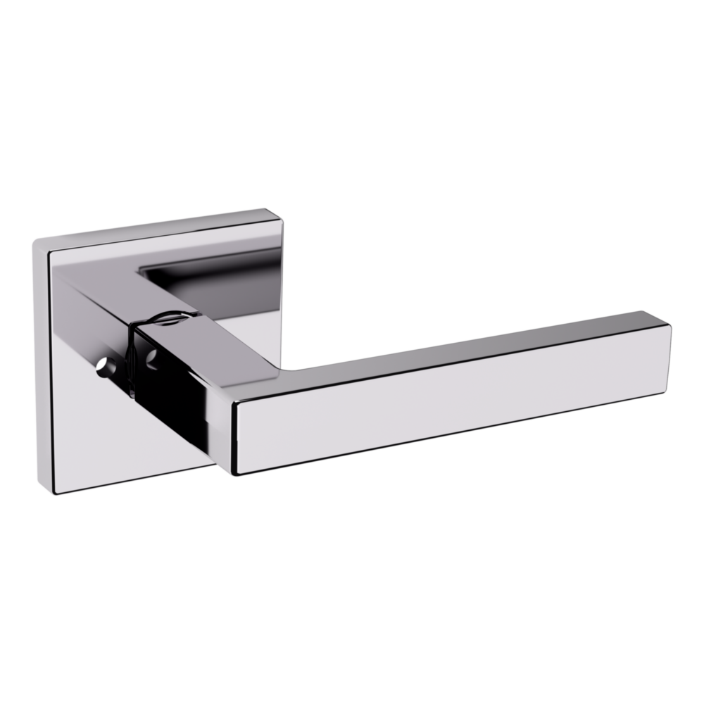 Baldwin L023 Contemporary Straight Lever Set with R017 Rose Polished Chrome / Privacy / Reversible