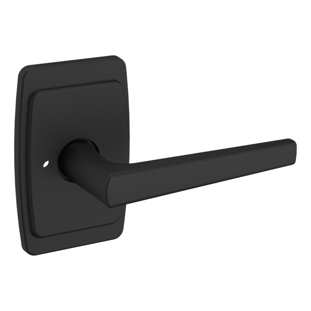 Baldwin L024 Palm Springs Lever Set with R046 Rose Satin Black / Full Dummy / Reversible