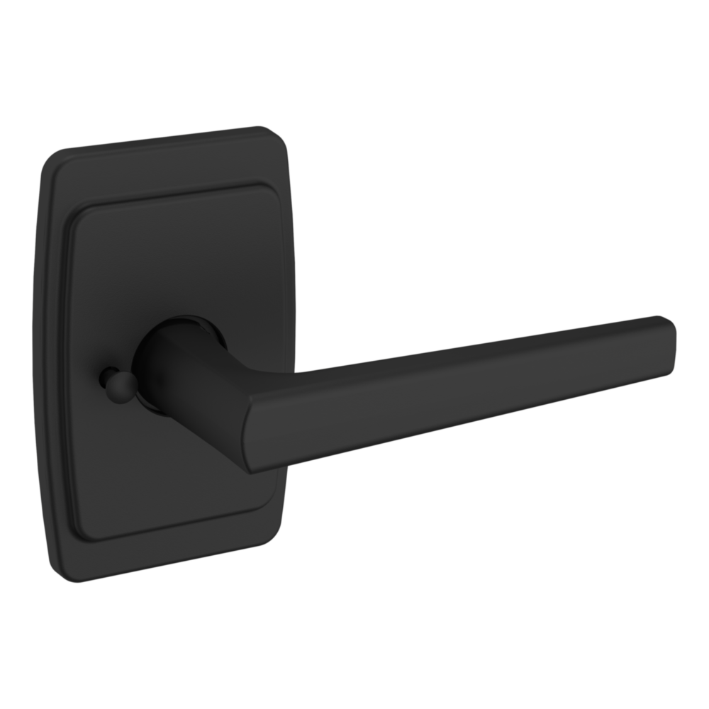 Baldwin L024 Palm Springs Lever Set with R046 Rose Satin Black / Privacy / Reversible