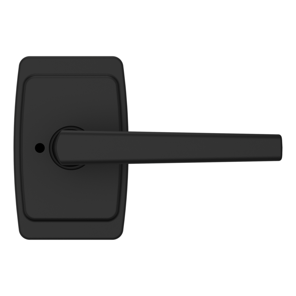 Baldwin L024 Palm Springs Lever Set with R046 Rose Satin Black / Privacy / Reversible