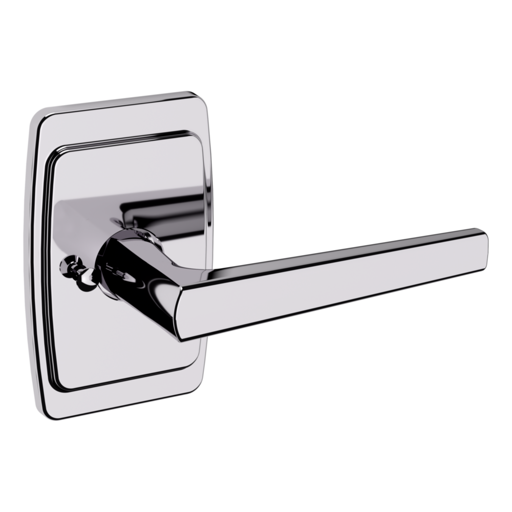 Baldwin L024 Palm Springs Lever Set with R046 Rose Polished Chrome / Privacy / Reversible