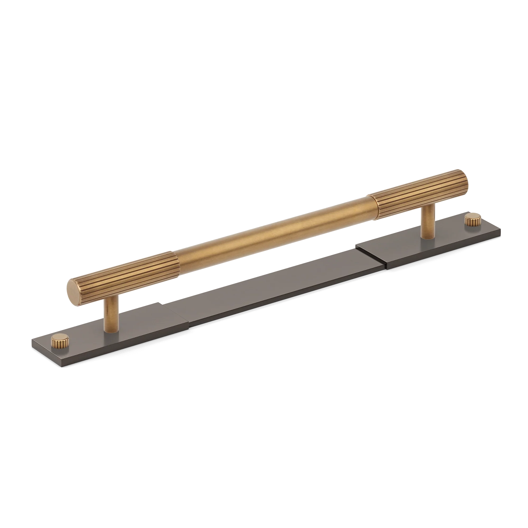 Armac Martin MIX Straight Knurled Cabinet Handle With Backplate - Mixed Finish