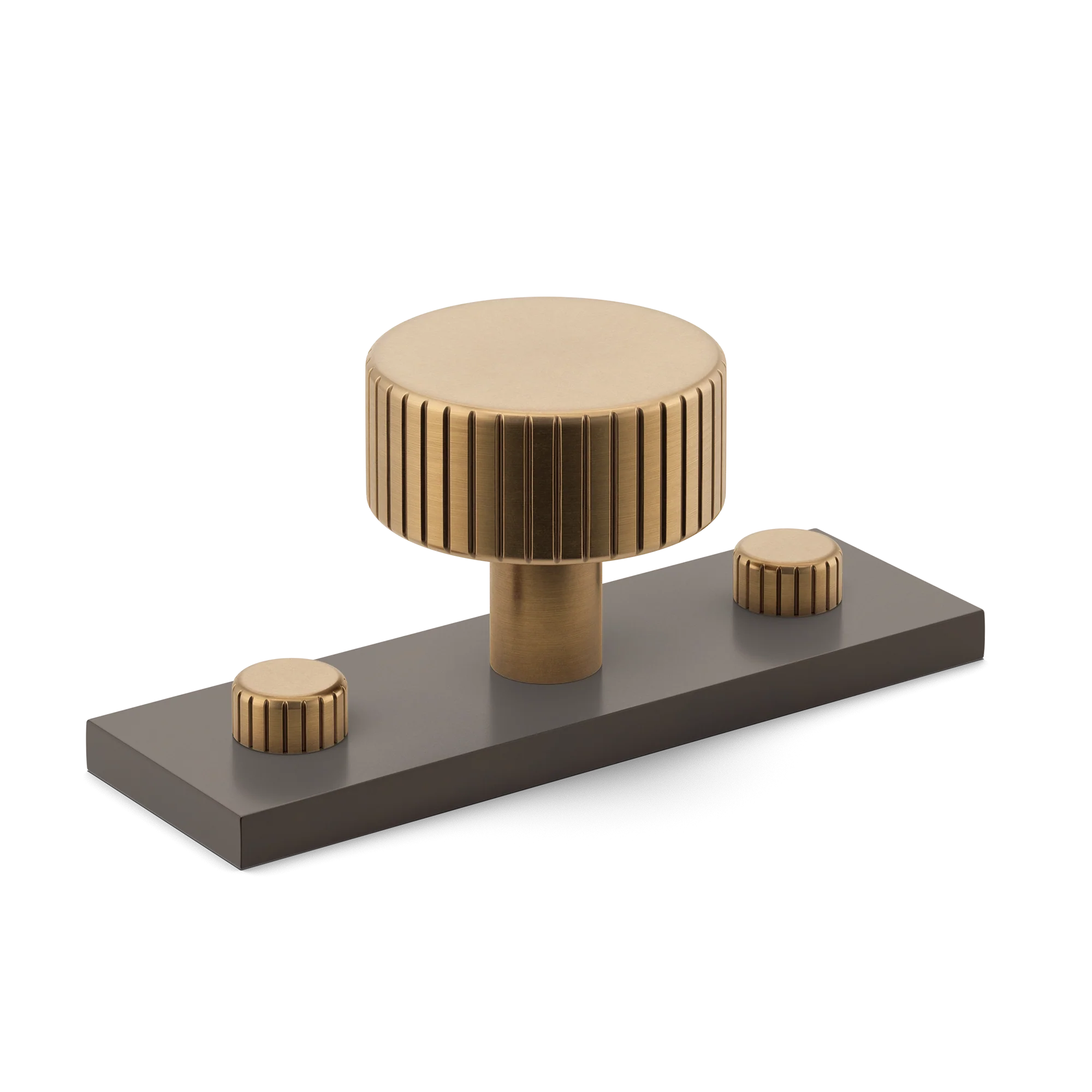 Armac Martin MIX Straight Knurled Cabinet Knob With Backplate - Mixed Finish