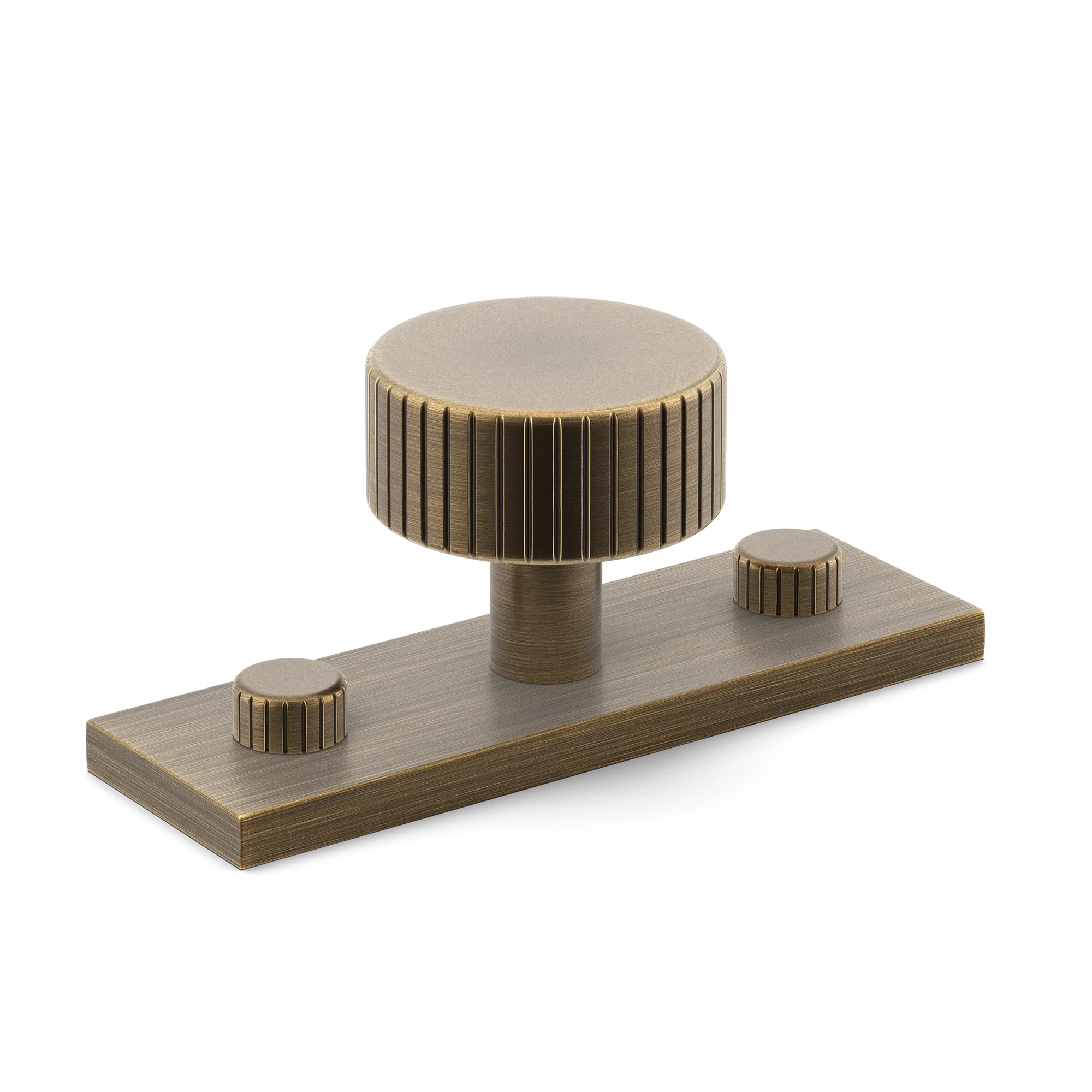 Armac Martin MIX Straight Knurled Cabinet Knob With Backplate