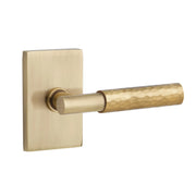 Emtek Select T-Bar Hammered Lever Set with Modern Rectangular Rosette