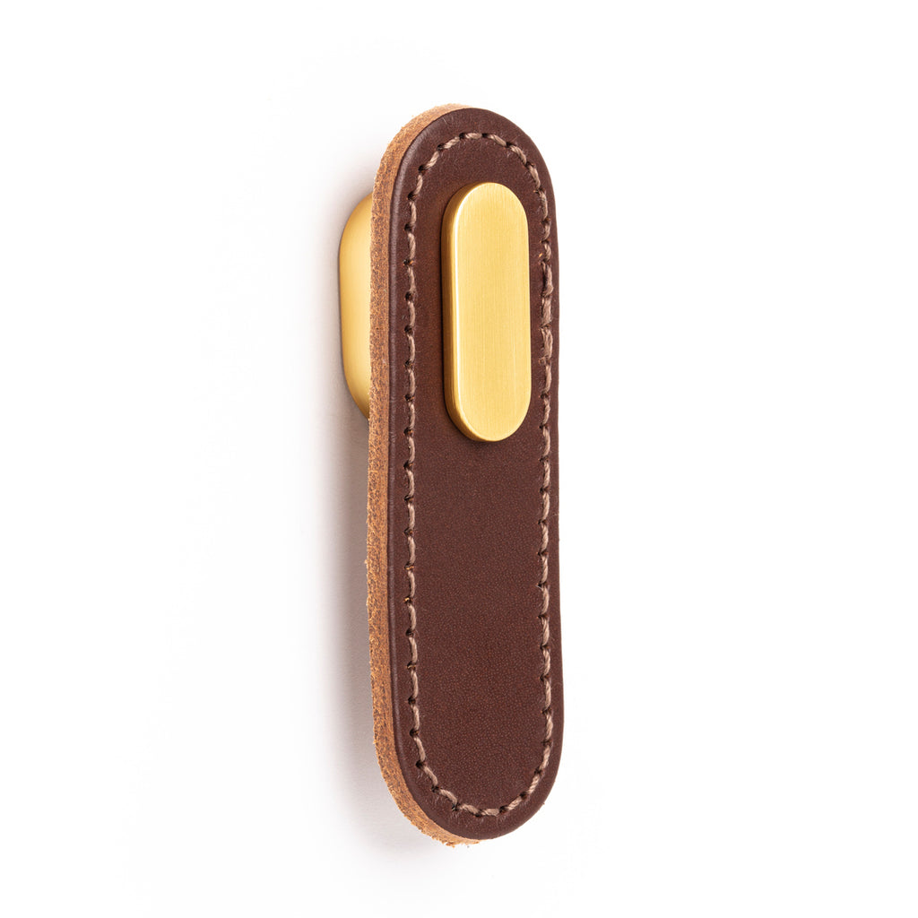 OBLONG - 22x70mm Handle Brown + brushed gold