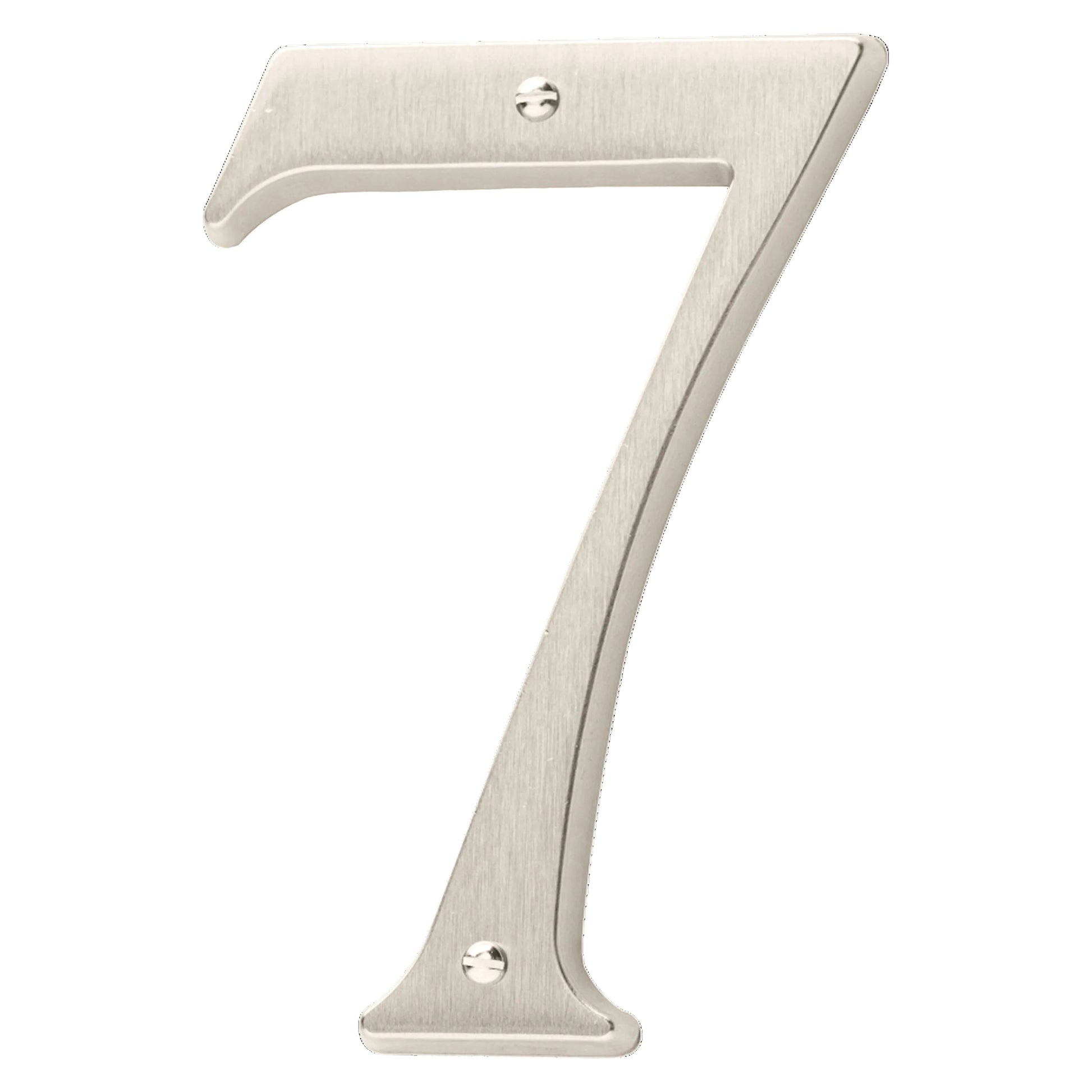 Metallic number '7' on a black background