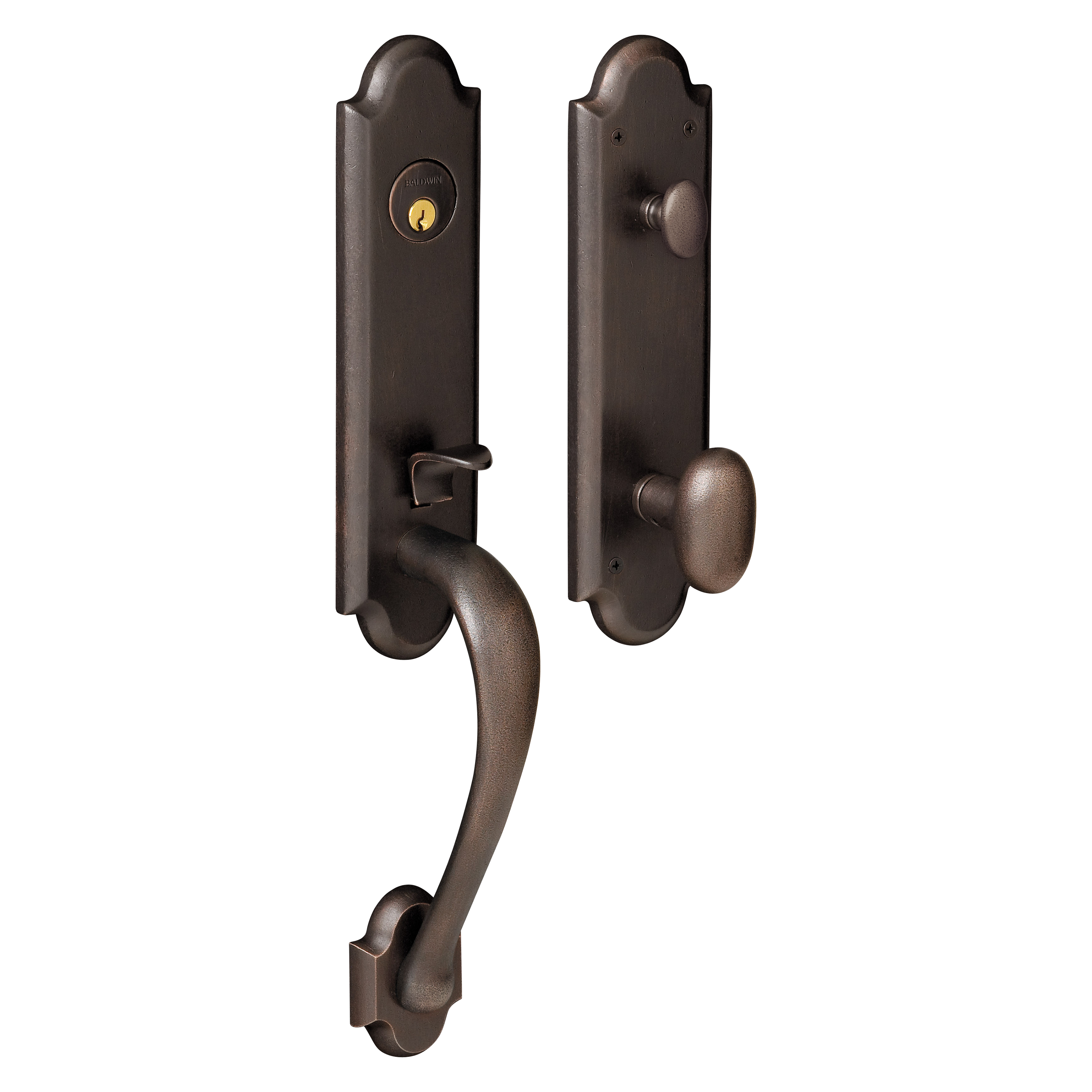 Baldwin Boulder Single Cylinder Handleset with 5024 Oval Knob