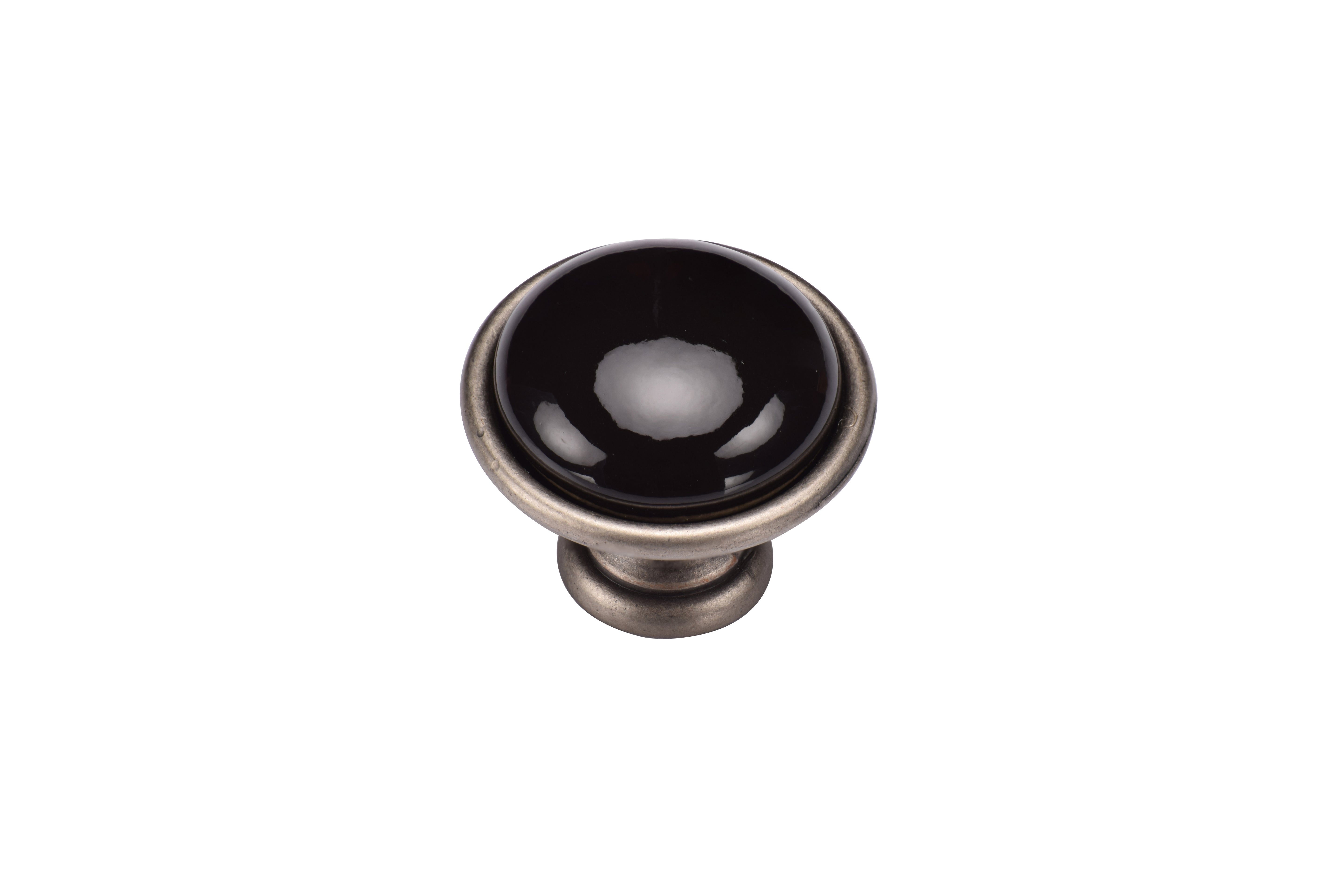Manzoni Dome Black Ceramic Cabinet Knob