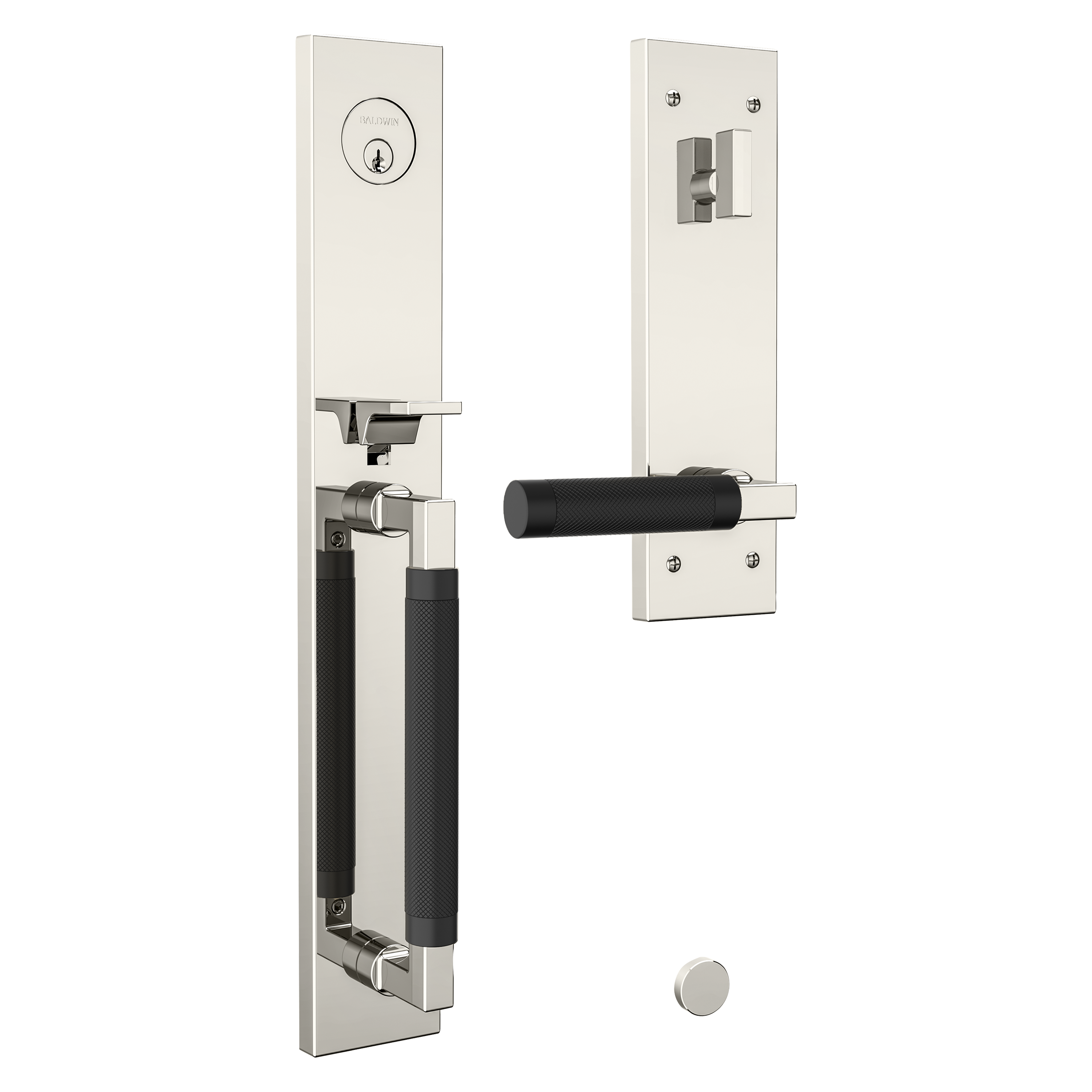 Baldwin Gramercy Mixed Finish Knurled Handleset with L030 Lever