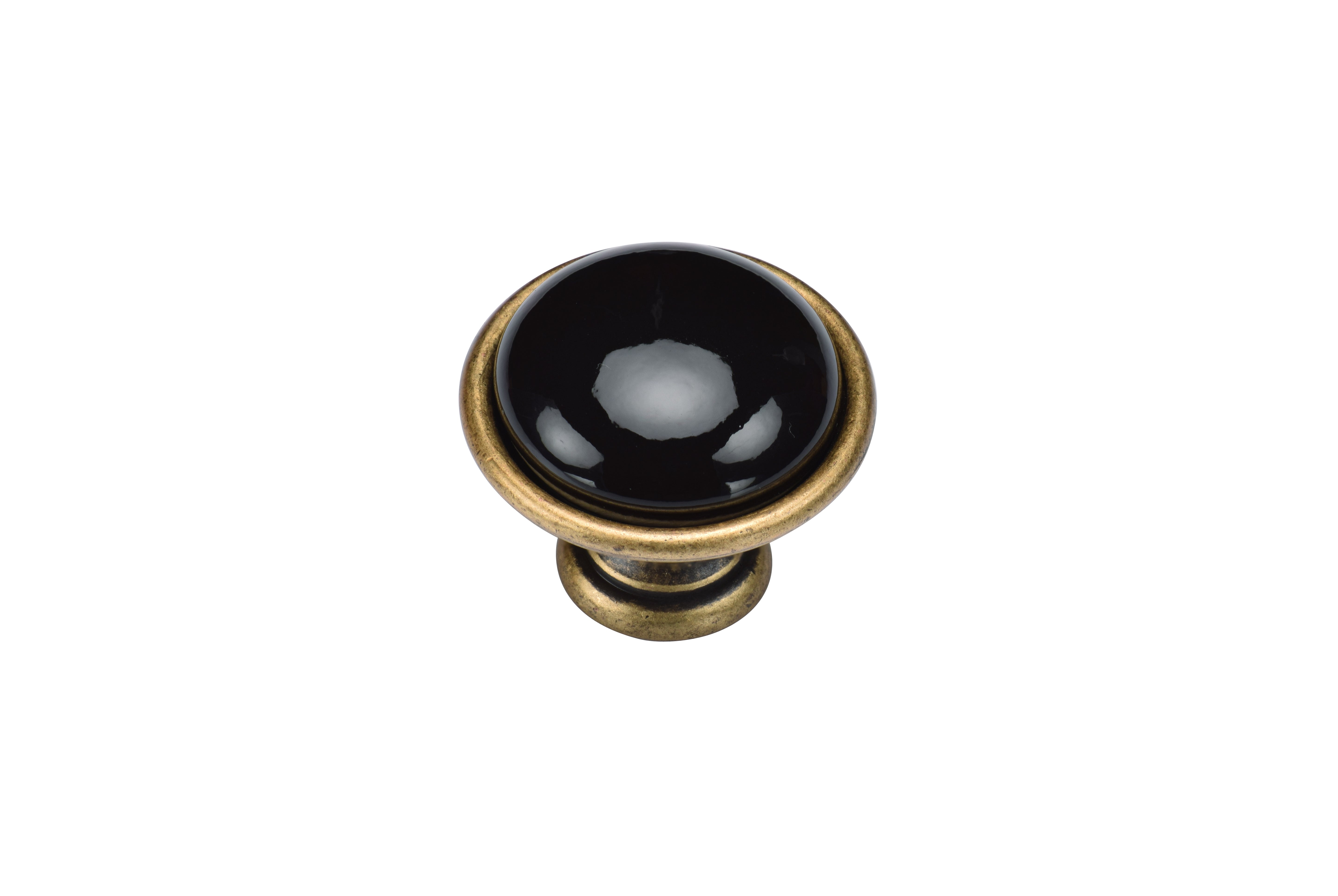 Manzoni Dome Black Ceramic Cabinet Knob