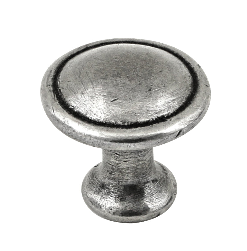 Manzoni Oliver Round Pewter Cabinet Knob